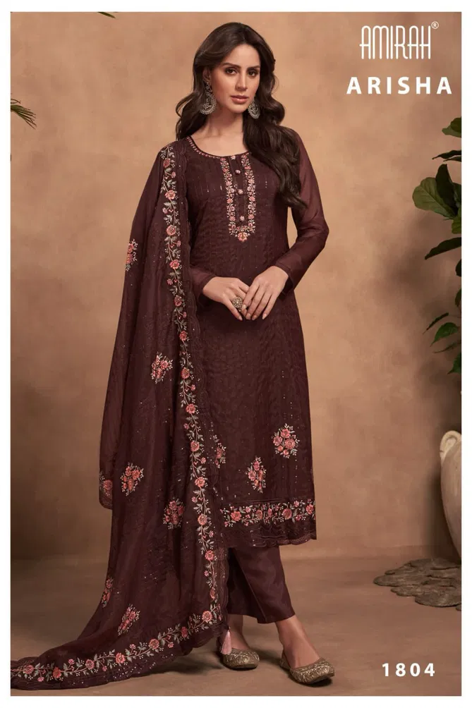 Arisha By Amirah Embroidery Organza Designer Salwar Suits Catalog
